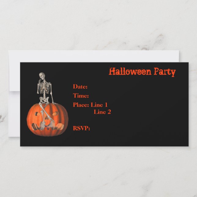 Halloween Party Invitation Skeleton Citrouille Car (Devant)