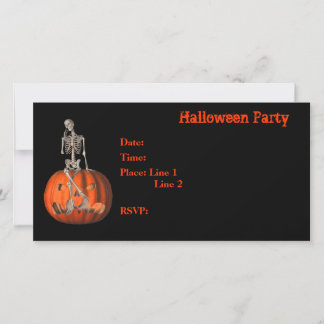 Halloween Party Invitation Skeleton Citrouille Car