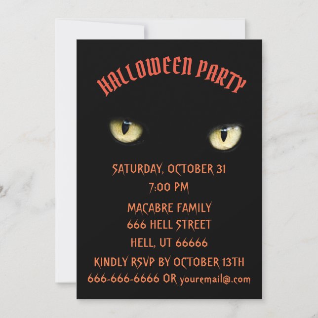 HALLOWEEN PARTY NOIR CAT Invitation (Devant)