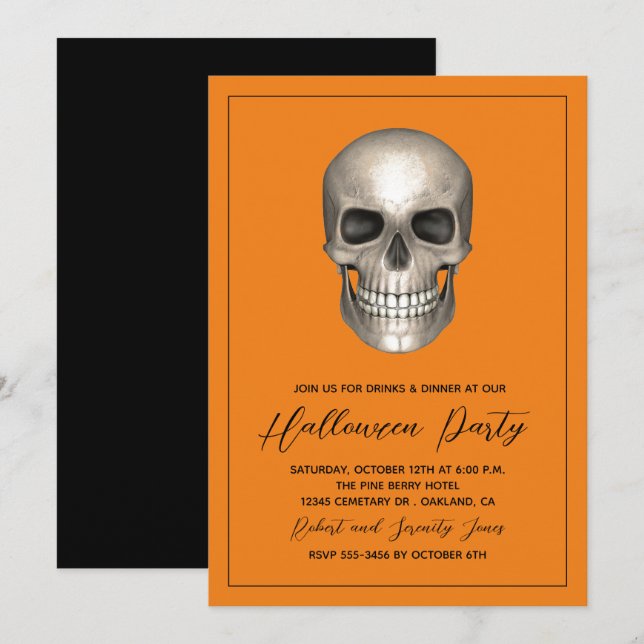 Halloween Party Skeleton Invitation (Devant / Derrière)