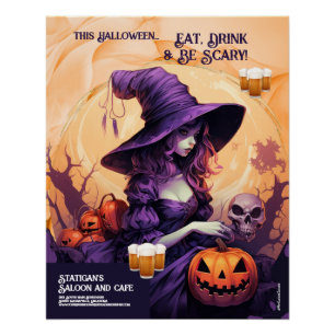 Halloween Party Witch Restaurant Café affiche