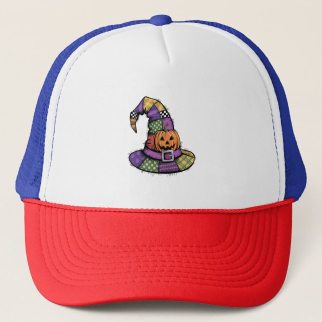 Halloween Patchwork Witch Casquette Éffrayant (Devant)