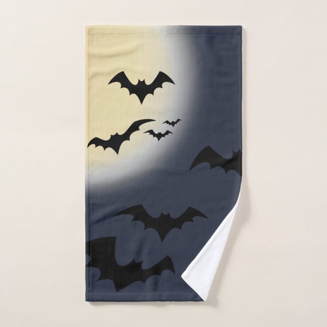 Halloween Pleine Lune Avec Chauves-Souris (Serviette à main)