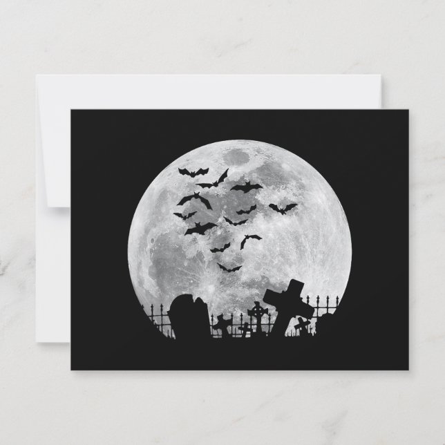 Halloween Pleine lune Cimetière Bats Éffrayants (Devant)