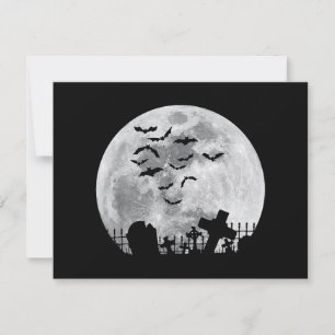 Halloween Pleine lune Cimetière Bats Éffrayants