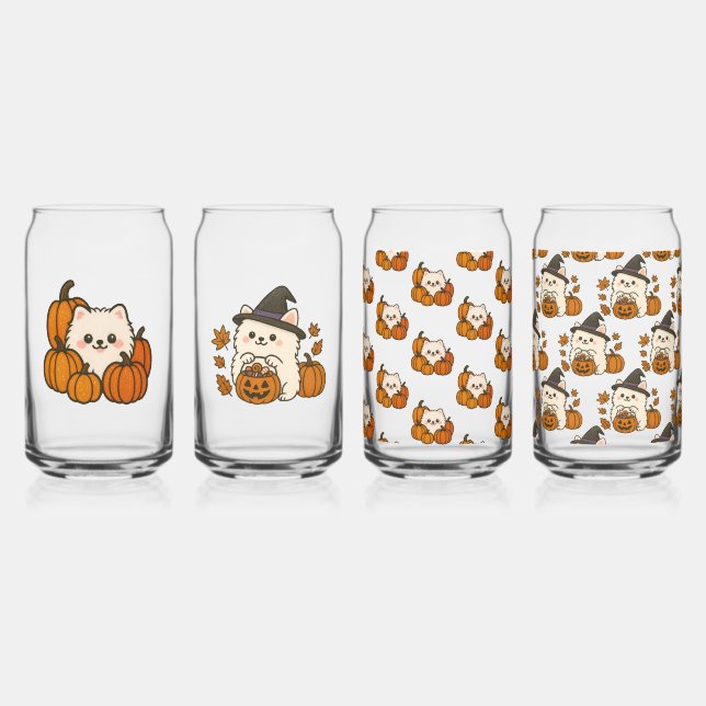 Halloween Pomeranians - Jeu de 4 Verres (Recto)