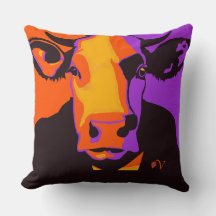 Halloween Pop Art Cow Coussin