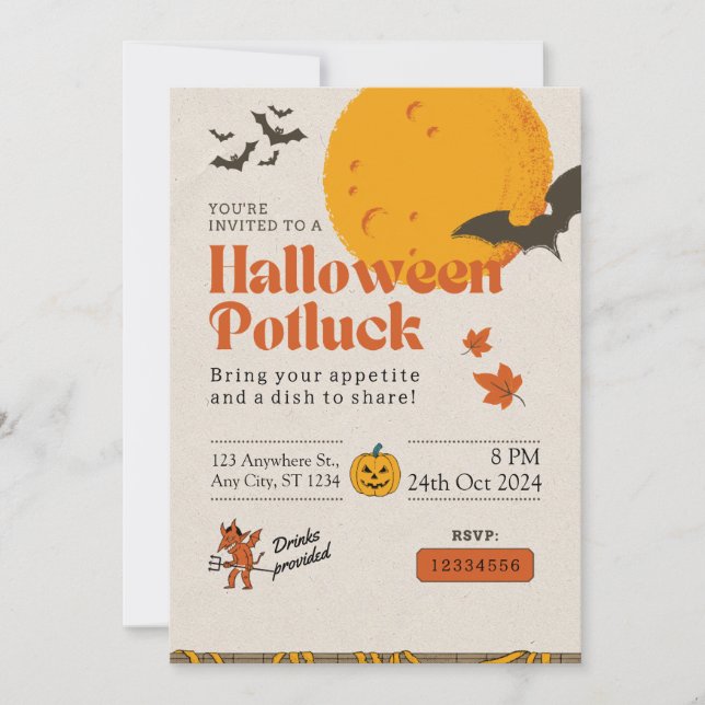 Halloween Potluck Party Adulte Office Invitation (Devant)