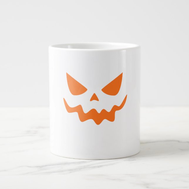 Halloween Pumpkin Face Mug – Cute & Festive Orange (Devant)