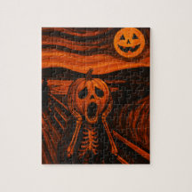 Halloween Puzzle - Citrouille Skeleton "The Scream