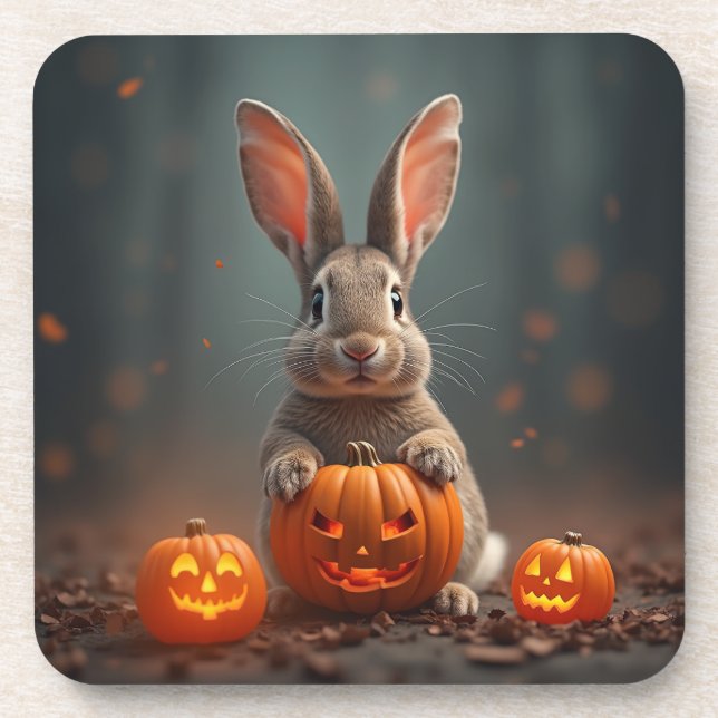Halloween Rabbit dessous de verre en plastique dur (Devant)