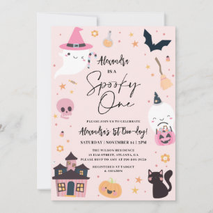 Halloween rose 1er anniversaire Invitation