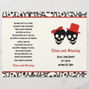 Halloween rouge et noir crâne mariage plié program