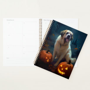 Halloween Saint-Bernard avec citrouilles effrayant