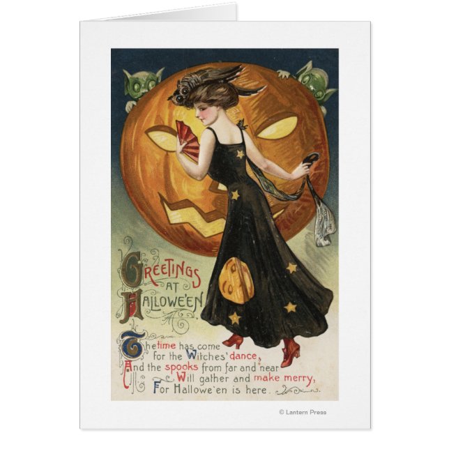 Halloween SalutationWitch Danser et Citrouille (Devant)