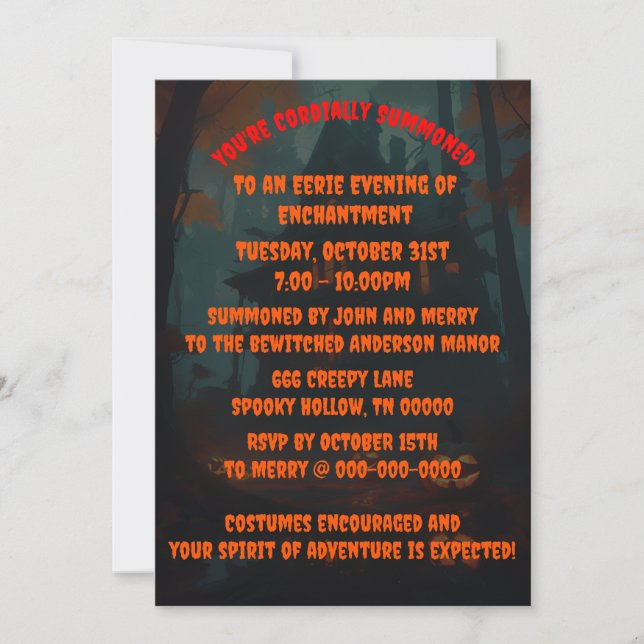 Halloween Scary Mansion Costume Fête Invitation (Devant)