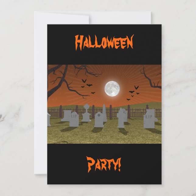 Halloween: Scène de cimetière : Carte d'invitation (Devant)