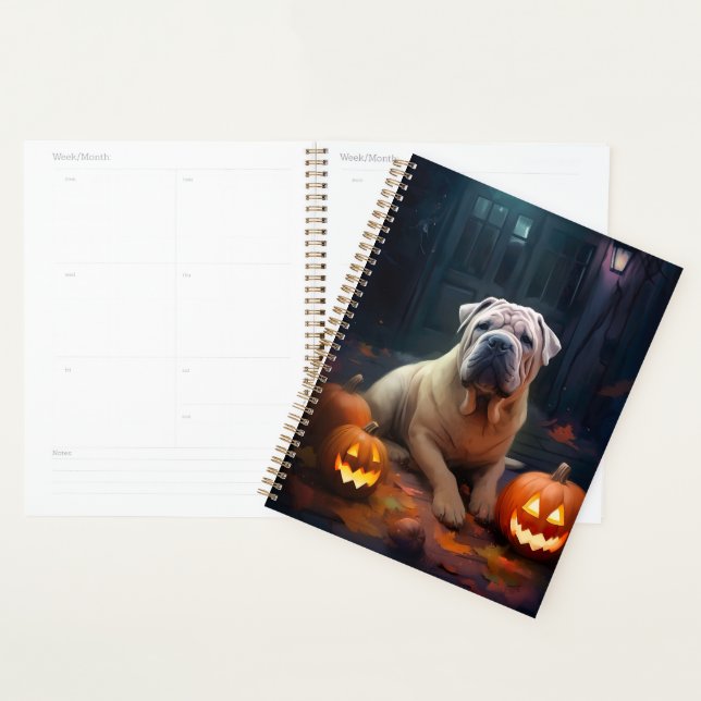 Halloween Shar Pei Avec La Peur Citrouille (Devant avec enveloppe)