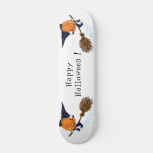 Halloween Skateboard Witch Citrouille Flying Broom