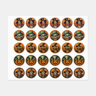 Halloween Skeleton Witch & Pumpkin Sticker Sheet –