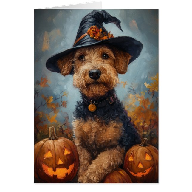 Halloween sorcière Airedale (Devant)