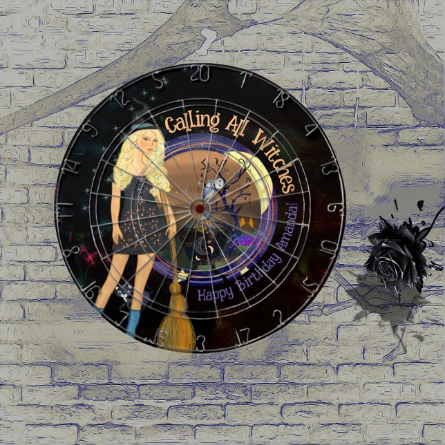 Halloween sorcière Anniversaire Cible de flechette (Halloween Witch Birthday Black Dart Board)
