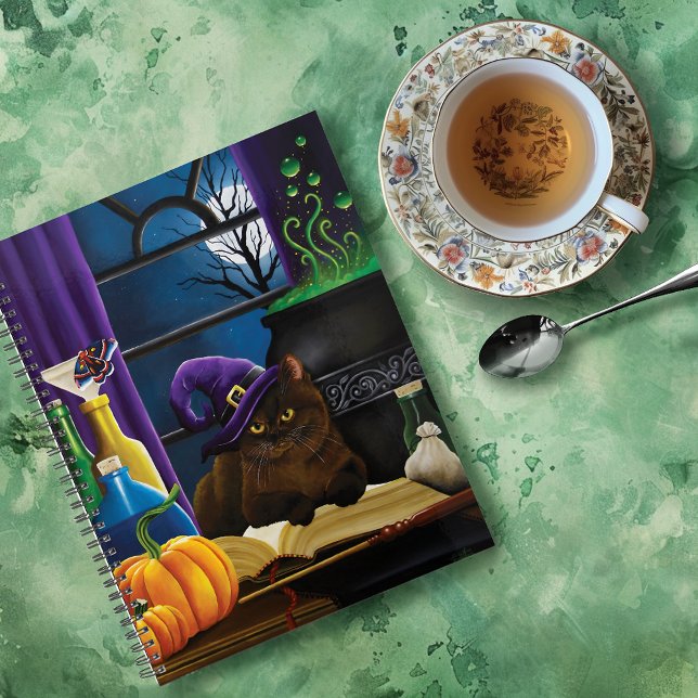 Halloween sorcière chat violet magie (Créateur téléchargé)