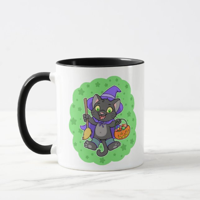 Halloween sorcière chatte tasse (Gauche)