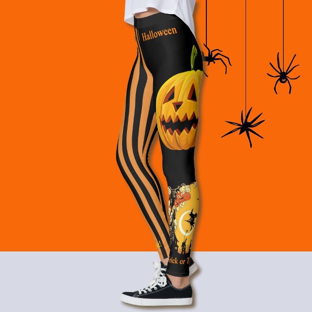 Halloween Sorcière Citrouille Leggings Black Pants (Créateur téléchargé)