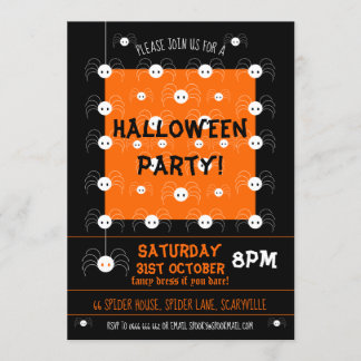 Halloween Spider Invitation mignonne Noir et orang