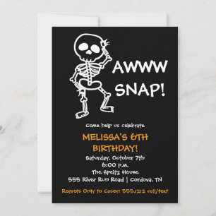 Halloween Squelette Anniversaire Invitation