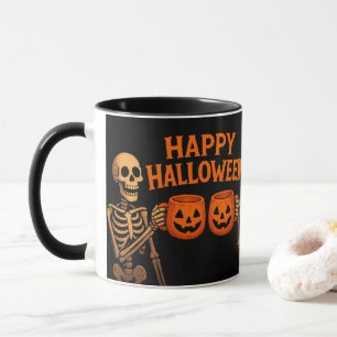 "Halloween squelette avec tasses Citrouilles - Éff