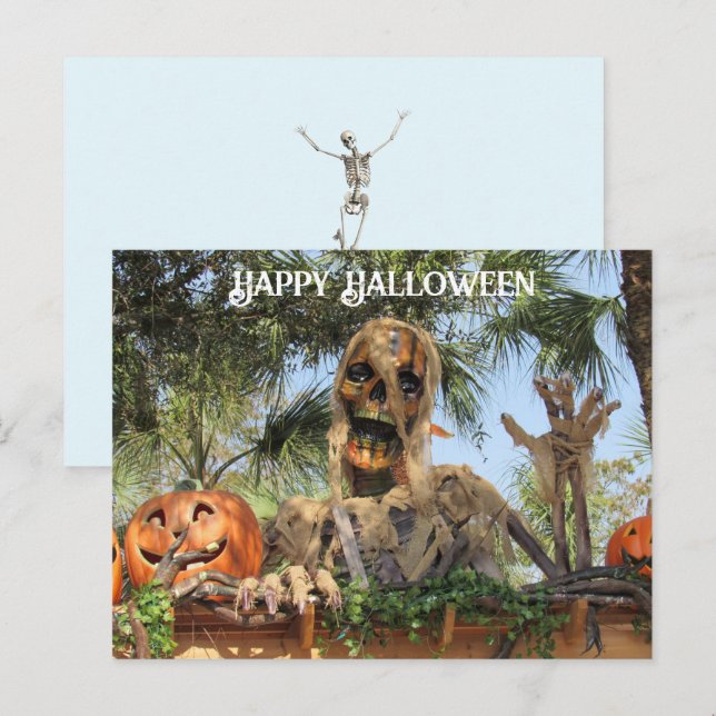 Halloween squelette et carte postale Citrouille (Devant / Derrière)