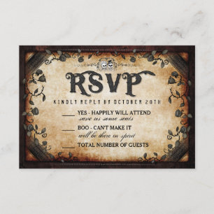 Halloween Squelette Mariage gothique Brown RSVP