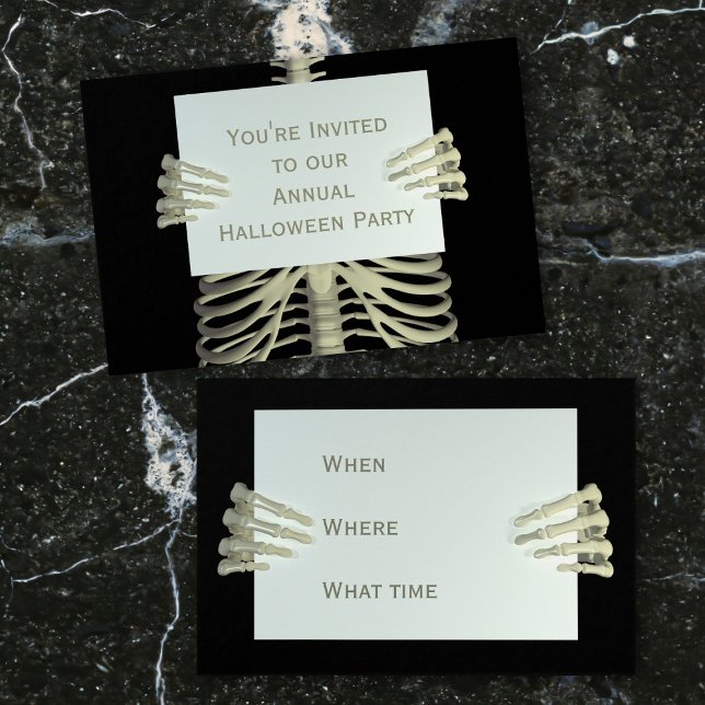 Halloween Squelette Partie Mini Invitations 100 Pa (Mini business card sized Halloween party invitations)