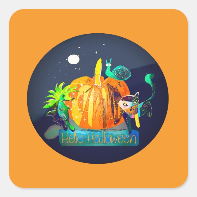 Halloween Stickers — Cartoon Pumpkin & Animals  (Devant)