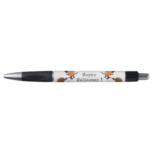 Halloween Stylo Sorcière Citrouille Flying Broom A (Devant)