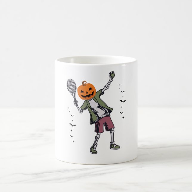 "Halloween Tennis Citrouille Skeleton Mug - Drôle (Centre)