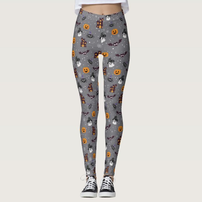 Halloween Thème Grey Leggings (Devant)
