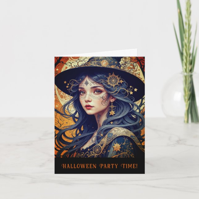 Halloween Thème Tattooé Sorcière Invitation (Devant)