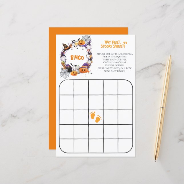 Halloween Tiny Pieds, Jeu de Bingo Éffrayant Sweet (Devant/Arrière en situation)