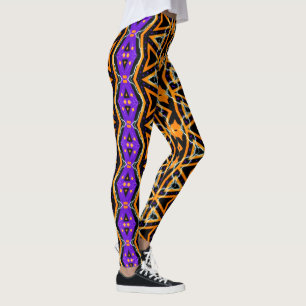 Halloween Tribal Purple Orange Leggings
