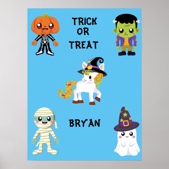 HALLOWEEN "TRICK OR TREAT" POSTER PERSONNALISÉ (Devant)