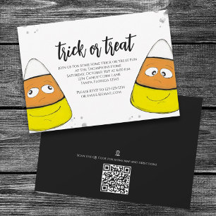 Halloween Tricoter Ou Traiter Corn Corn Carte QR C