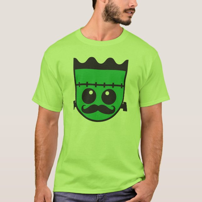 Halloween Tshirt FRANKINSTIEN n moustache moustach (Devant)