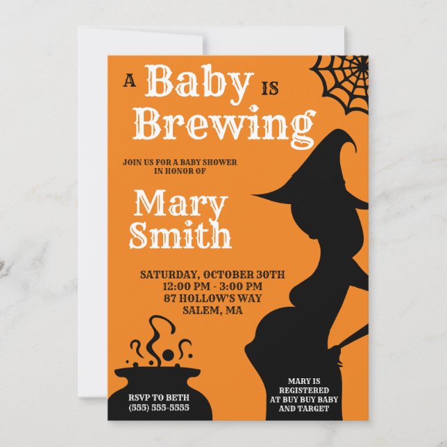 Halloween Un bébé brasse Baby shower Invitation (Devant)