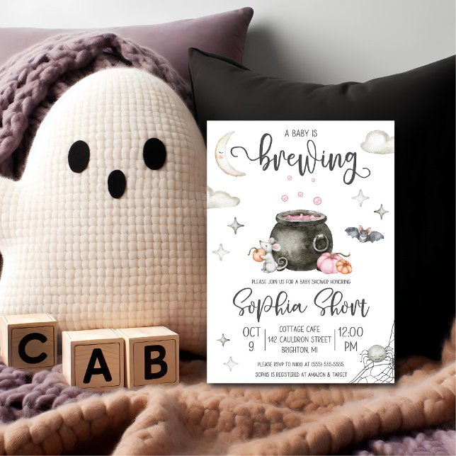 Halloween Un bébé brasse Baby shower Invitation (Créateur téléchargé)