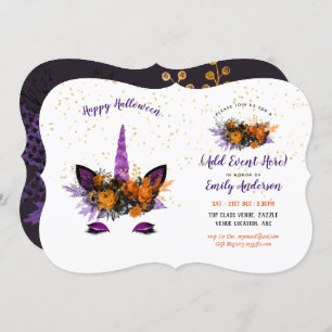 Halloween Unicorn Face Invitations N'IMPORTE QUEL