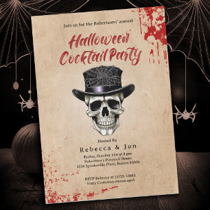 Halloween Vintage Crâne Cocktail Party Invitation