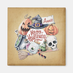 Halloween Vintage heureux personnalisé   Magnet